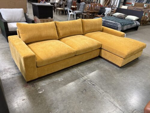 JOYBIRD Holt Modern L-Shaped Sofa with Chaise Lounge in Harper Amber Gold Stain-Resistant Chenille