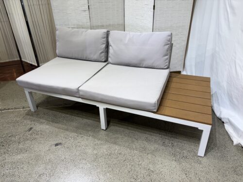 Contemporary Outdoor Loveseat with Integrated Right Side Teak Wood Side Table