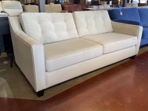 PACIFIC FURNITURE Cream 2-Cushion Button Tuft Sofa