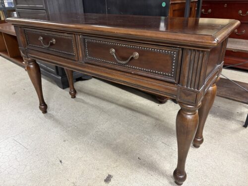Vintage Two Drawer Console Table w/ Nailhead Trim