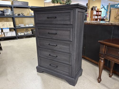 Dark Grey Classic 5-Drawer Tallboy Dresser