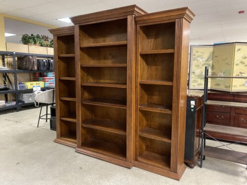 Traditional Modular 3-Piece Wooden Bookcase w/ Fluted Pillars