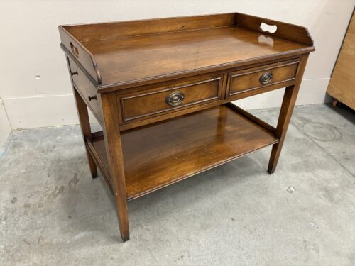 Vintage Campaign Style Solid Wood 2 Tier Serving Cart