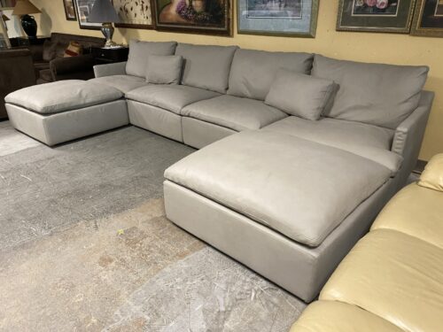 RESTORATION HARDWARE Cloud Track Arm Modular Leather 6-Piece Sectional