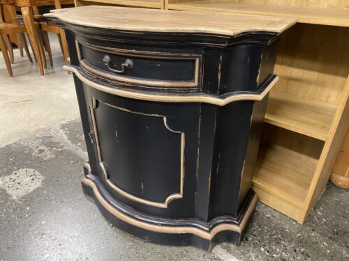 Rustic French Country Demilune Single Drawer Credenza