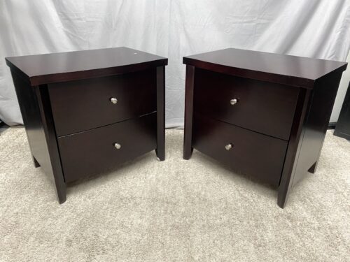 Dark Cherry Stained 2-Drawer Closed Nightstands (Set of 2)