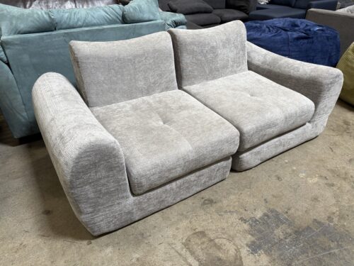 Grey Chenille Modular "Boneless" Memory Foam Twin Size Sleeper Loveseat