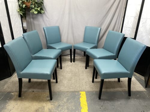 CRATE & BARREL Lowe Ocean Leather Dining Chairs (Set of 6)
