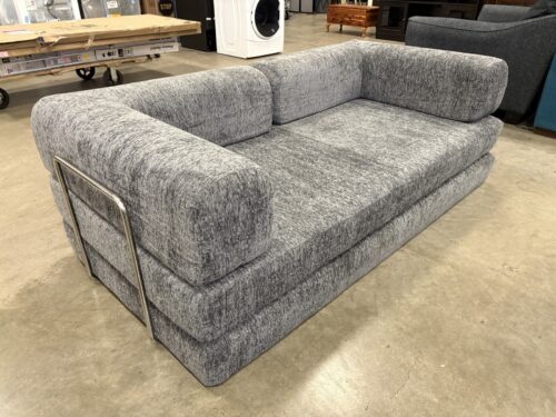 Grey Chenille Modular "Boneless" Memory Foam Queen Size Convertible Sleeper Sofa