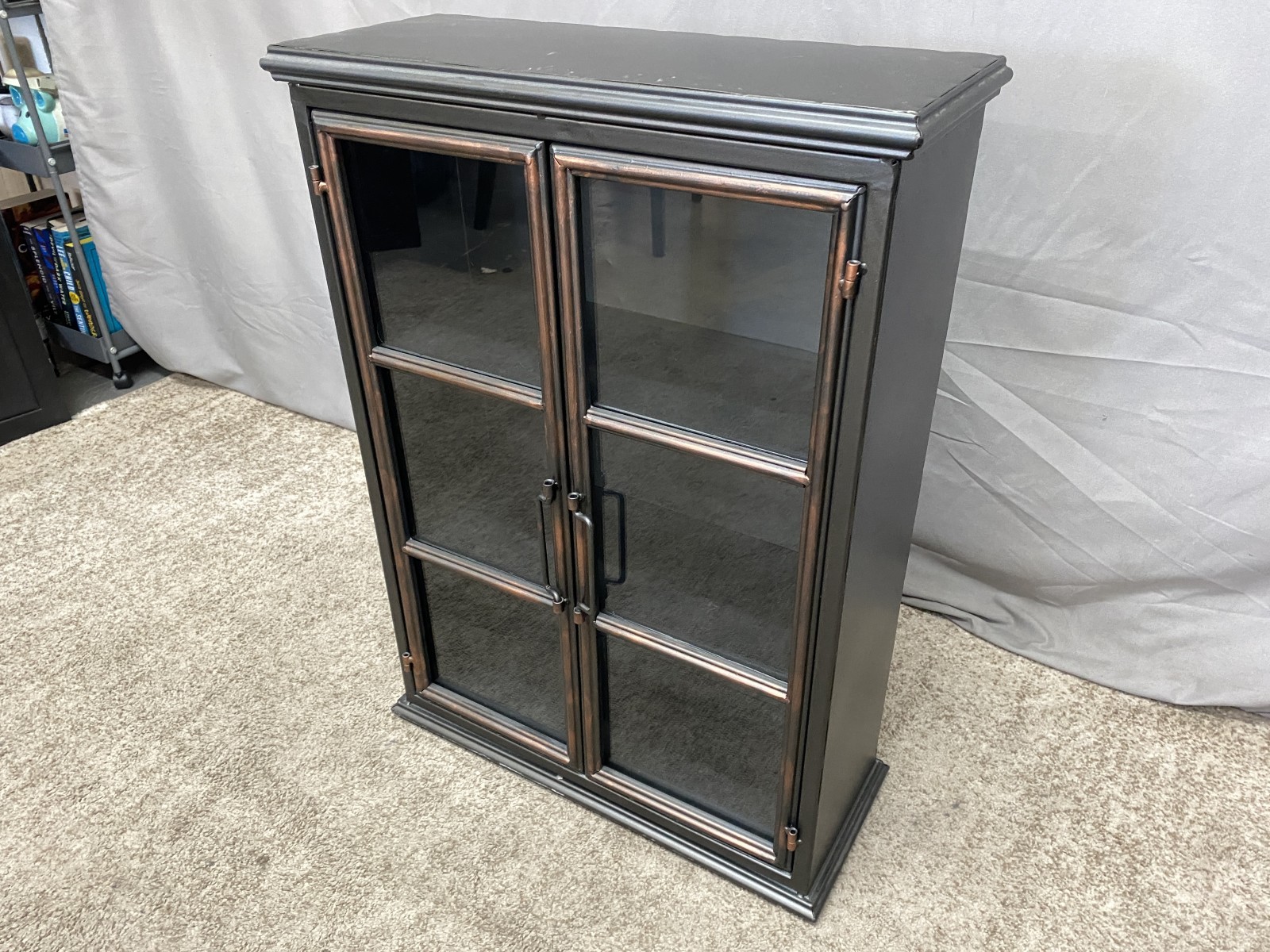 Industrial Black Metal Accent Wall Cabinet