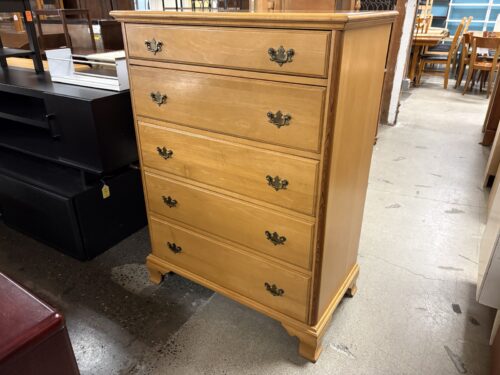 Vintage Blonde Colonial 5-Drawer Tall Dresser