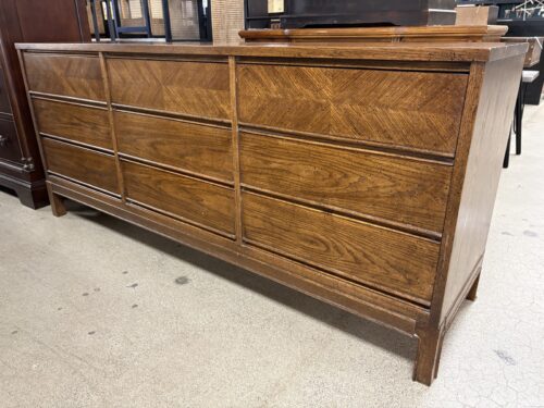 DIXIE Vintage Nutmeg Mid Century 9-Drawer Low Dresser