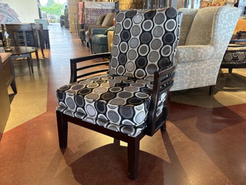 Mod Spots Dark Wood Frame Accent Chair
