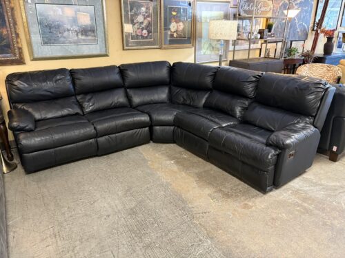 ACTION LANE Black Puffy Manual Reclining Corner Sectional