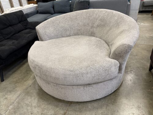ASHLEY FURNITURE Creswell Stone Grey Chenille Swiveling Oversized "Cuddle" Chair