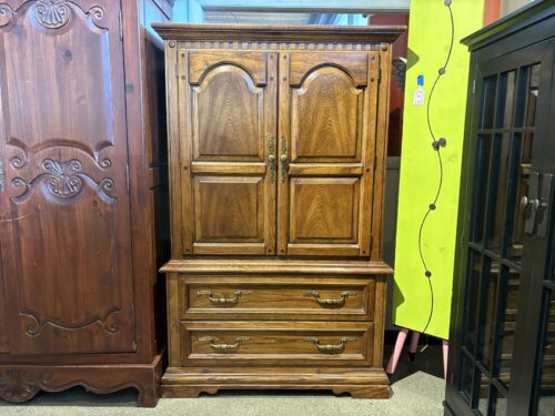 Wooden 3-Drawer Armoire w/ Arch Panel Doors