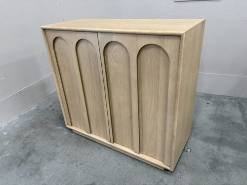 NEW! ARTICLE Prima MCM Style 37" White Oak Finished Accent Cabinet with Beveled Arch Facade
