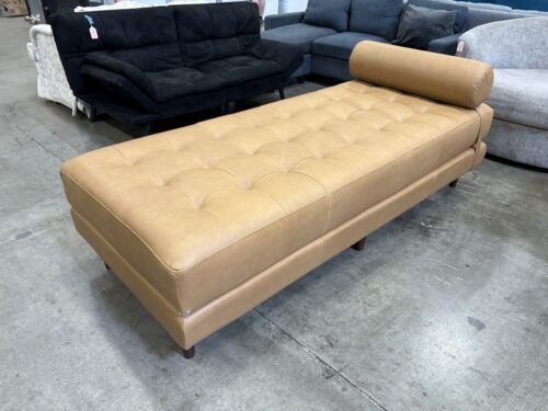 NEW! ARTICLE Sven 79" MCM Style Deep Tufted Daybed in Charme Tan Italian Leather