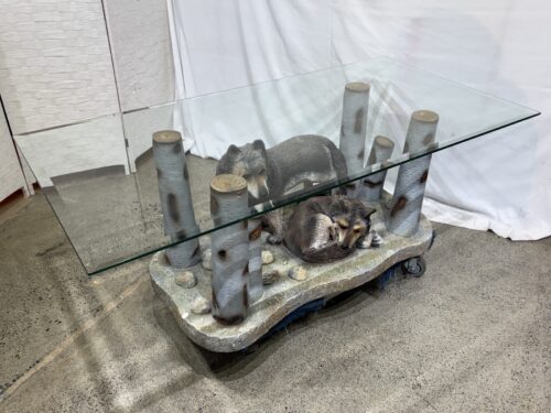 Wolves & Birch Sculptural Glass Top Table