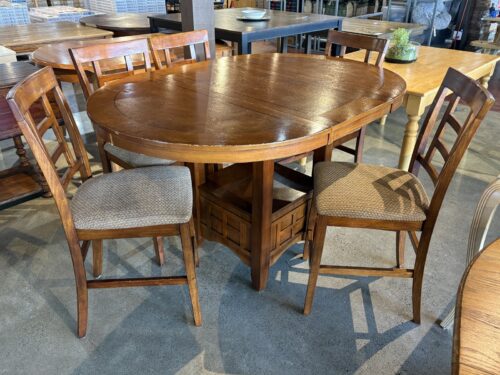Bar Height Oval Dining Table & 5 Chairs