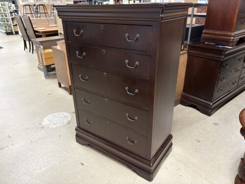 BASSETT Vintage Cherry Stained Traditional 5-Drawer Tall Dresser