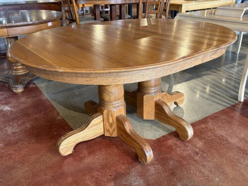 Warm Blonde Oval Double Pedestal Dining Table