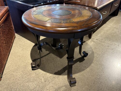 Round Stone Tile Table w/ Metal Base