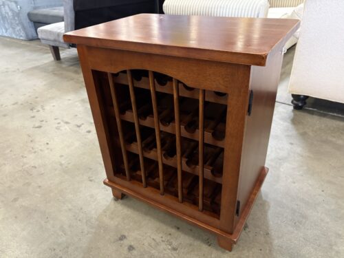Petite Wooden Cherry Finished Wine Cabinet with Vertical Spindle Door