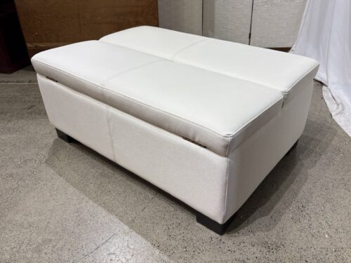 JASON FURNITURE White Split-Top Storage Ottoman