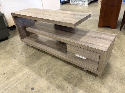 Modern Grey Wash Finished Asymmetrical Single Drawer Media Stand