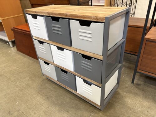 Industrial Style Rolling Cube Organizer with Metal Drawers