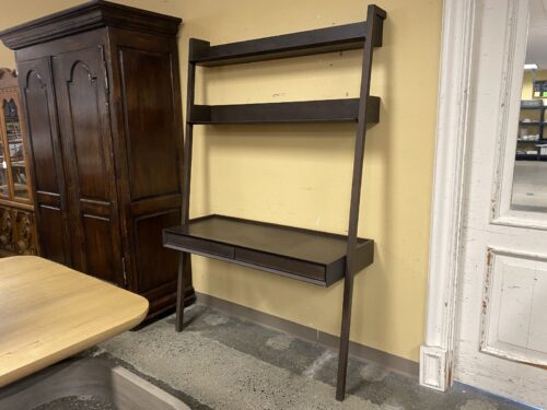 Dark Wooden 2-Drawer Ladder Bookshelf/Desk