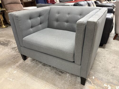 JONATHAN LOUIS Modern Tufted Stone Grey Fabric Square Arm Chair