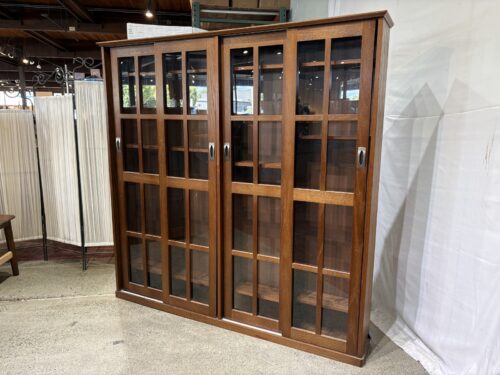 Arts & Crafts Style Sliding Door Display Bookcase