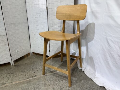 Made in Italy Natural Finish Wooden Bar Stools with Round Back