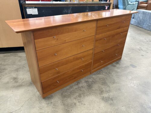 Warm Cherry Finished 8 Drawer Dresser with Oversized Top