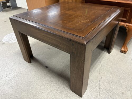 LANE Vintage Rustic Oak Checkered Inlay Square End Table