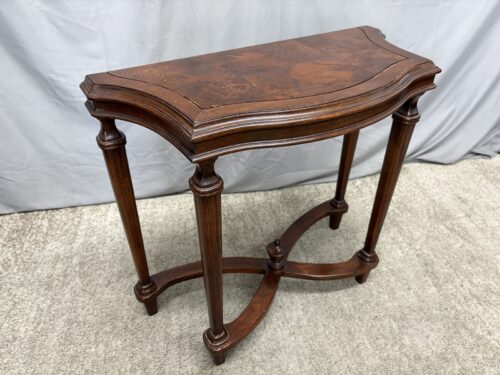 ETHAN ALLEN Vintage Mahogany Burlwood Top Demilune Table