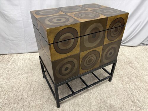 Circle Painted Petite Storage Chest w/ Black Stand