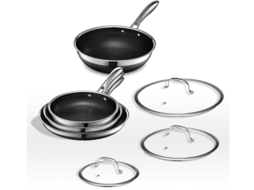 NEW! HEXCLAD 7 Piece Hybrid Non-Stick Cookware Set