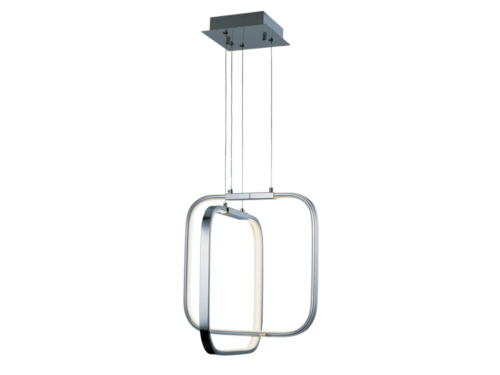 ET2 Contemporary Chrome Dual Square Stacked LED Pendant Light