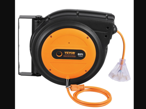 NEW! VEVOR 80Ft. Retractable Extension Cord Reel Model # ZX-ZD200