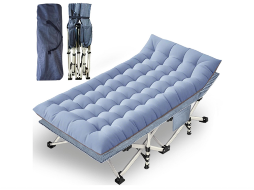 NEW! XXL Foldable Camping Cot w/ Pad & Carry Bag