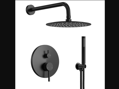 NEW! EVERSTEIN Round Rain Shower System w/ Handheld - Matte Black Model # M6610BI-10BL