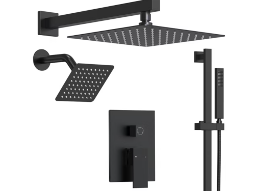 NEW! EVERSTEIN 10" Dual Shower Head Rainfall Shower System - Matte Black Model # SFS-1059-BK10