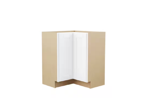 HAMPTON BAY Shaker 36" Assembled Corner Lazy Susan Base Kitchen Cabinet in Satin White