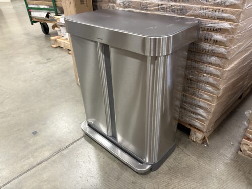 SIMPLE HUMAN 58 Liter Dual Compartment Step Trash Can in Brushed Stainless Steel Finish