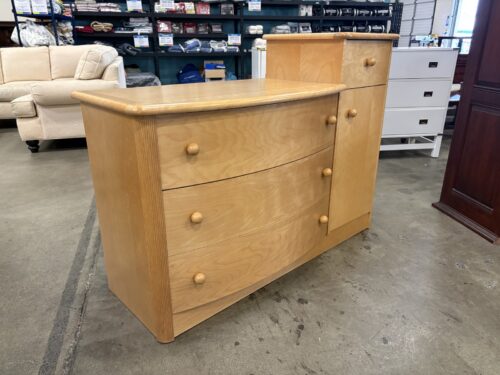 Solid Wood Split Level 3 Drawer Dresser with Cabinet