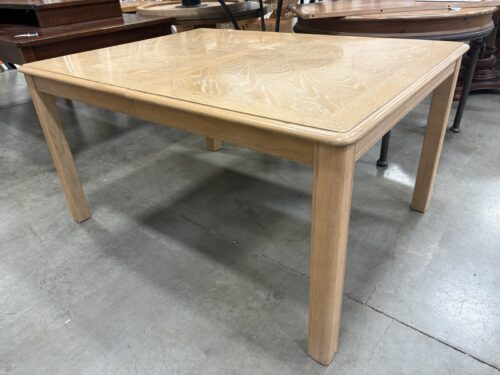 Vintage Oak Natural Finish Dining Table with Parquet Style Top and Fluted Legs