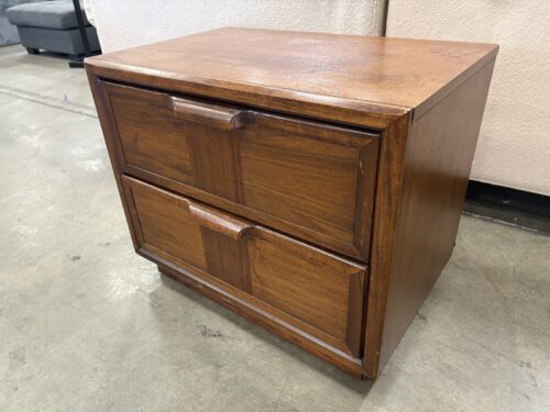 Vintage Mid-Century Modern Walnut Finish 2 Drawer Nightstand